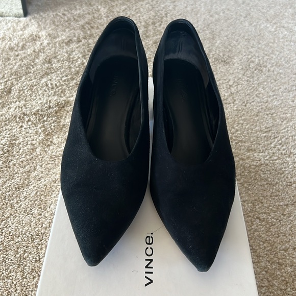 Vince Rafe Block Heel Black Suede Sz 7.5 - Picture 2 of 9